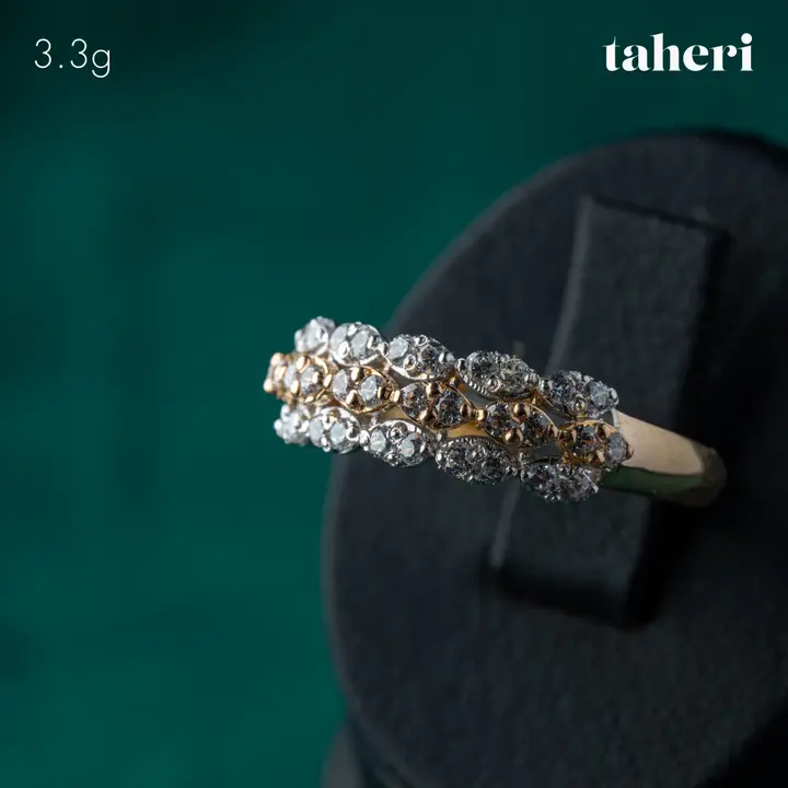21k Two-Tone Gold Ring with Cubic Zirconia design 47 by TAHERI