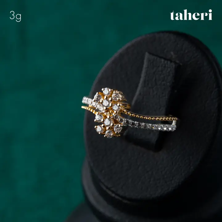 21k Two-Tone Gold Ring with Cubic Zirconia design 48 by TAHERI