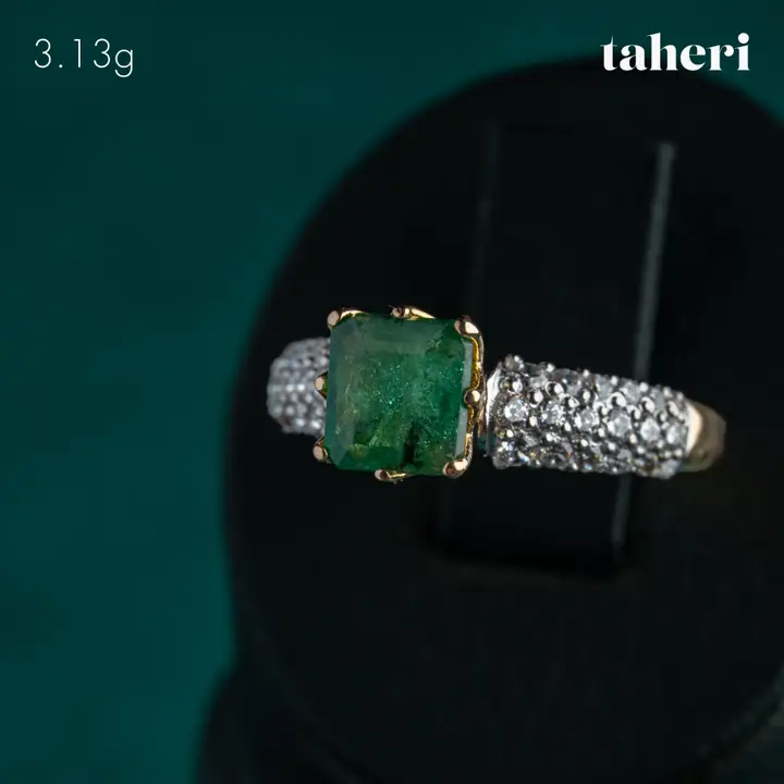 21k Yellow Gold Ring with Emerald design 56 by TAHERI