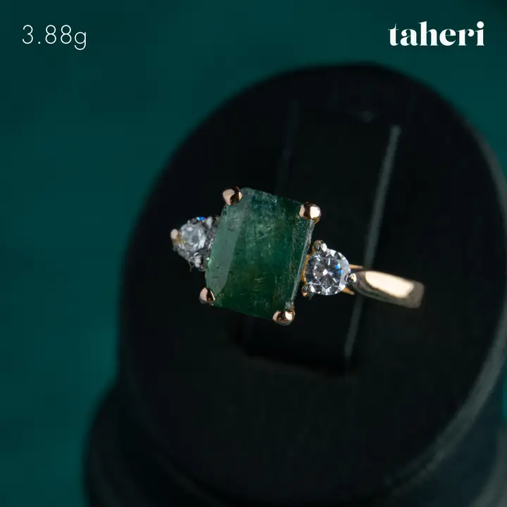 21k Yellow Gold Ring with Emerald design 57 by TAHERI