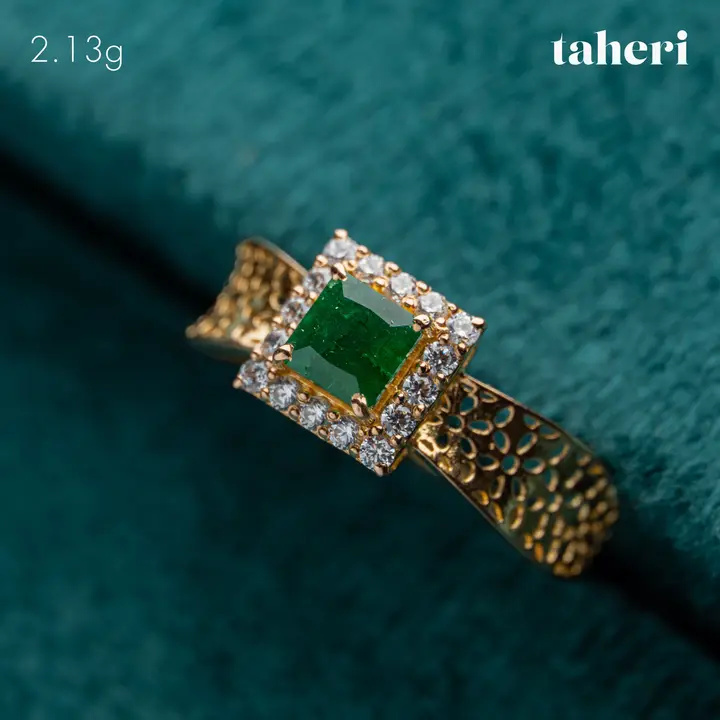 21k Yellow Gold Ring with Emerald design 60 by TAHERI