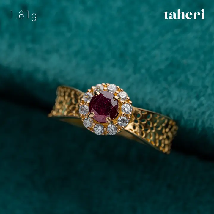 21k Yellow Gold Ring with Ruby design 63 by TAHERI