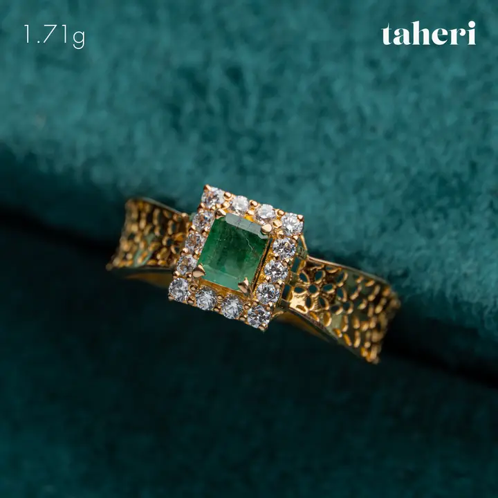 21k Yellow Gold Ring with Emerald design 66 by TAHERI
