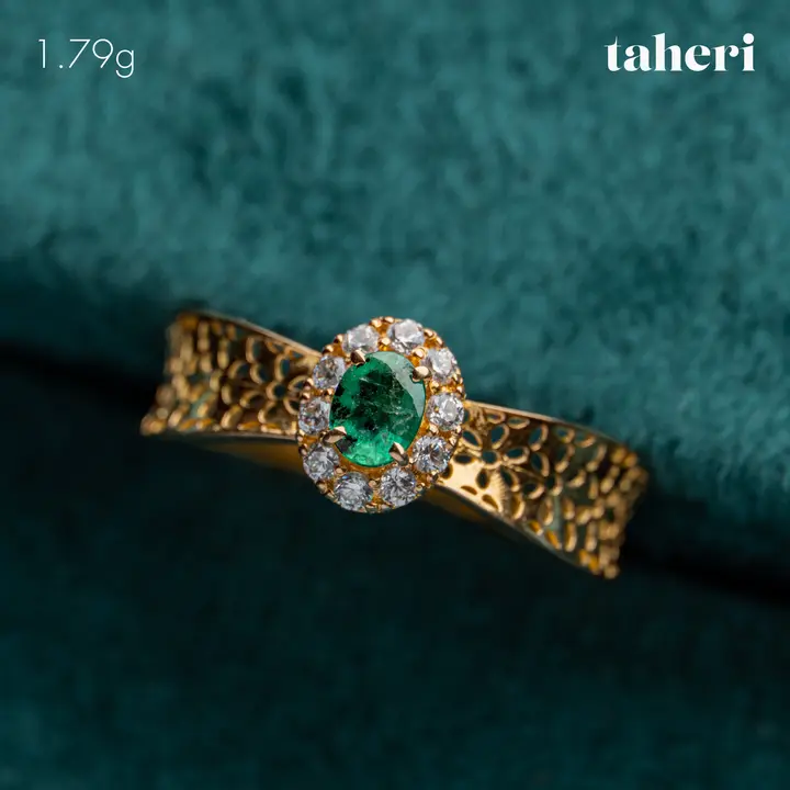 21k Yellow Gold Ring with Emerald design 67 by TAHERI