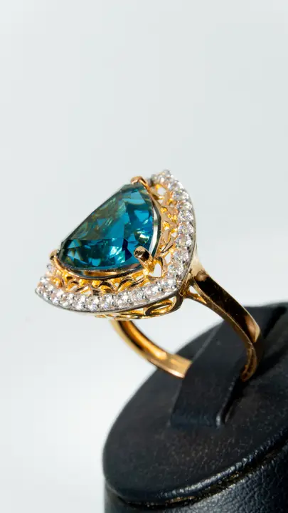 21k Two-Tone Gold Ring with Sapphire design 83 by TAHERI