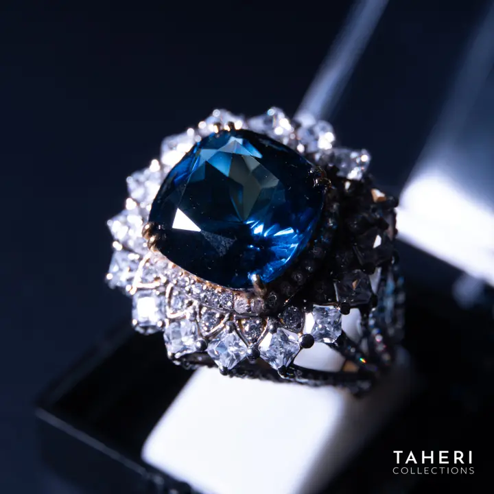 21k Two-Tone Gold Ring with Sapphire design 84 by TAHERI