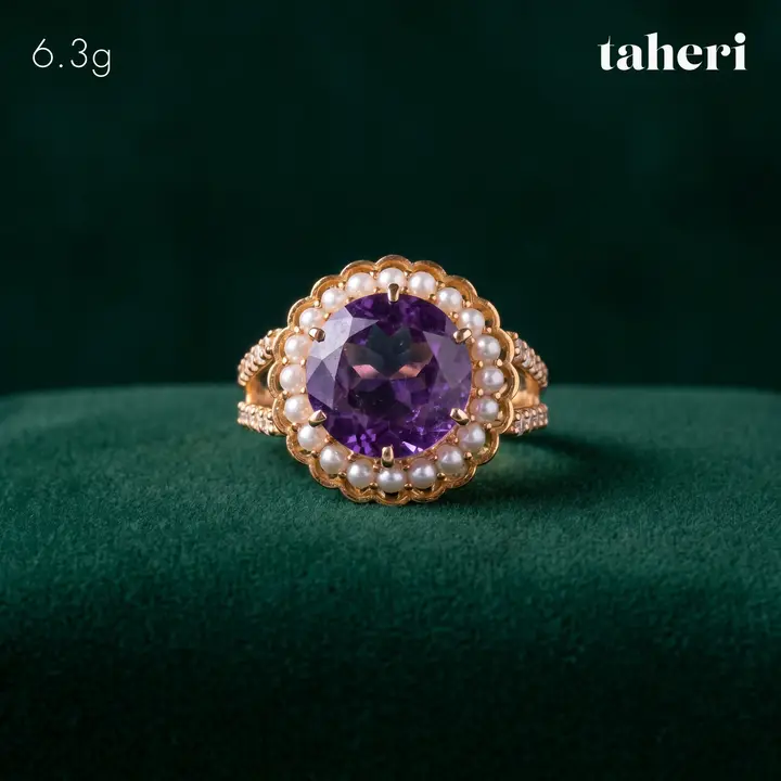 Yellow Gold Ring with Colored Stones design 74 by TAHERI