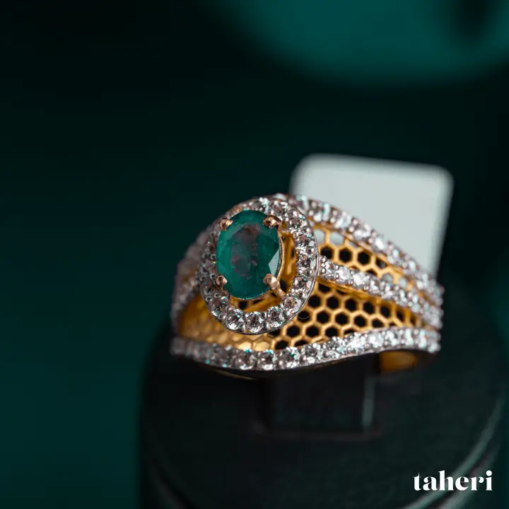 Two-Tone Ring with Emerald design 80 by TAHERI
