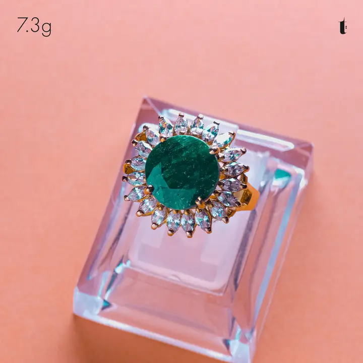 Yellow Gold Ring with Emerald design 84 by TAHERI