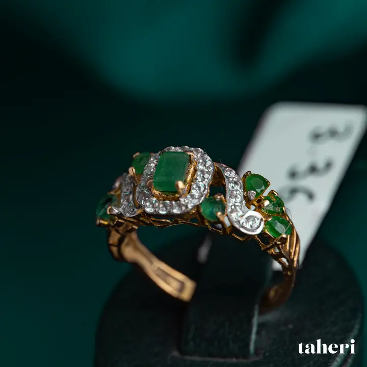 Two-Tone Ring with Emerald design 88 by TAHERI