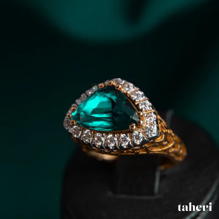 Two-Tone Ring with Emerald design 97 by TAHERI