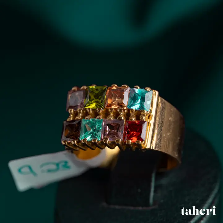 Yellow Gold Ring with Colored Stones design 99 by TAHERI