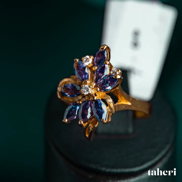 Yellow Gold Ring with Colored Stones design 101 by TAHERI