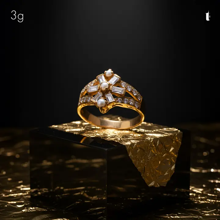 Yellow Gold Ring with Cubic Zirconia design 105 by TAHERI