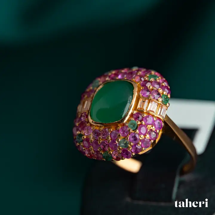 Yellow Gold Ring with Colored Stones design 108 by TAHERI
