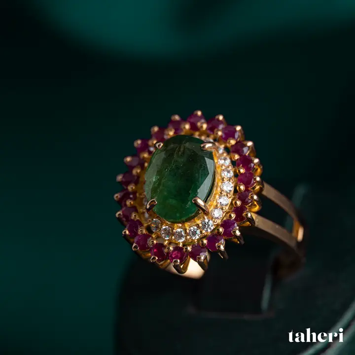 Yellow Gold Ring with Emerald design 112 by TAHERI