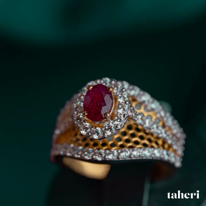 Two-Tone Ring with Ruby design 114 by TAHERI