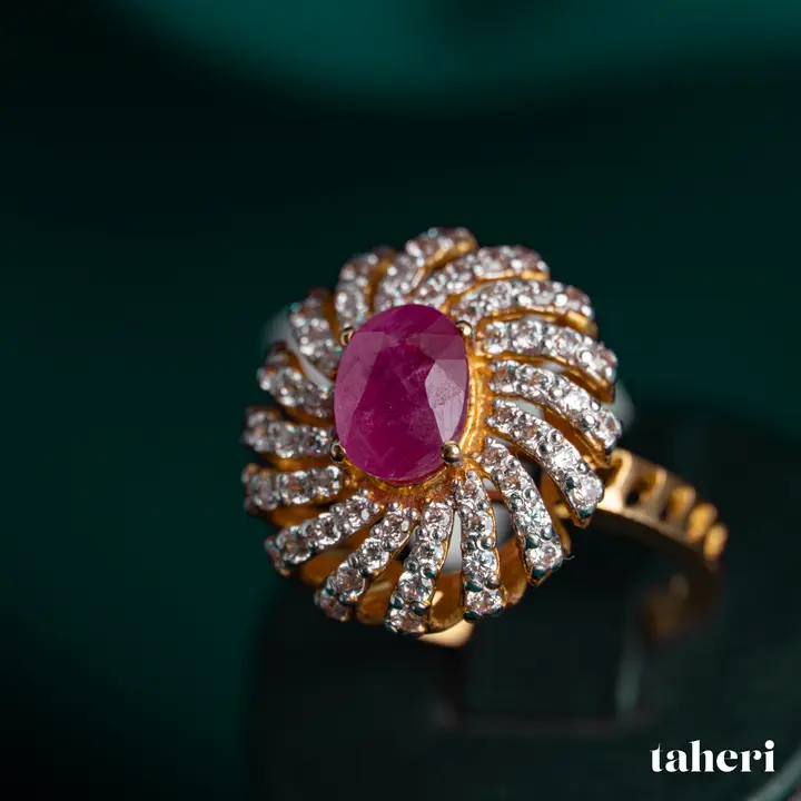 Yellow Gold Ring with Ruby design 126 by TAHERI
