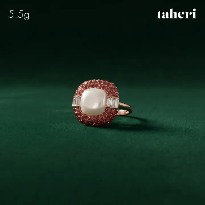 Rose Gold Ring with Pearl design 127 by TAHERI