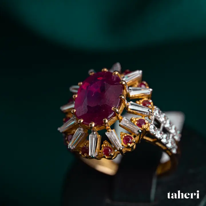 Yellow Gold Ring with Ruby design 130 by TAHERI