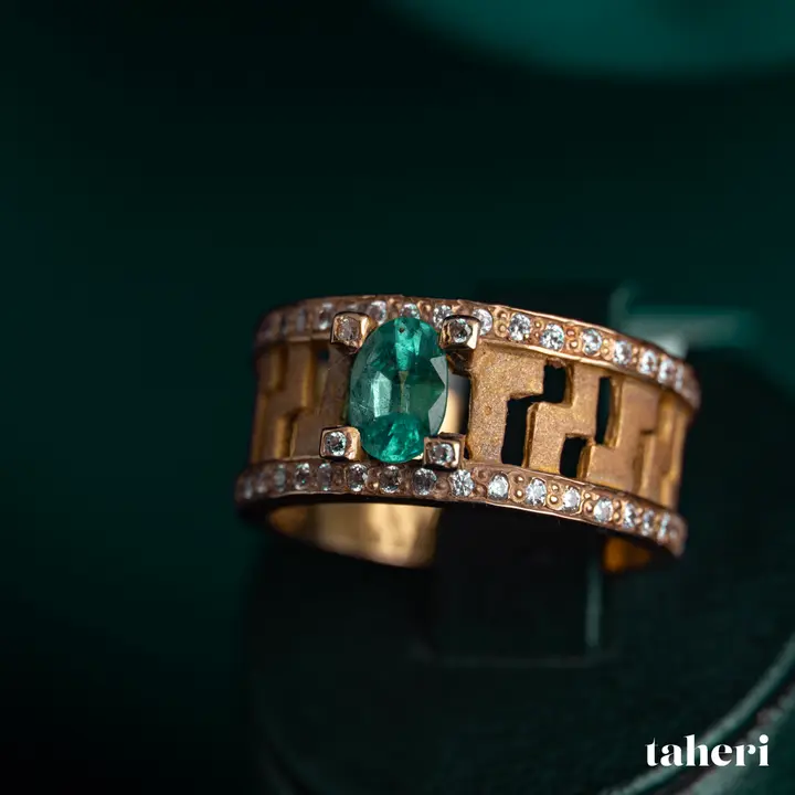 Yellow Gold Ring with Emerald design 139 by TAHERI