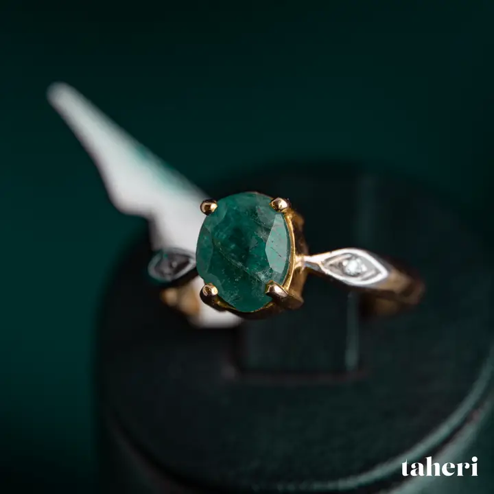 Two-Tone Ring with Emerald design 141 by TAHERI