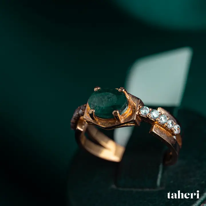 Yellow Gold Ring with Emerald design 148 by TAHERI