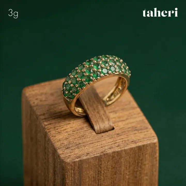 Yellow Gold Ring with Emerald design 150 by TAHERI
