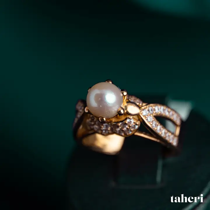 Yellow Gold Ring with Pearl design 155 by TAHERI