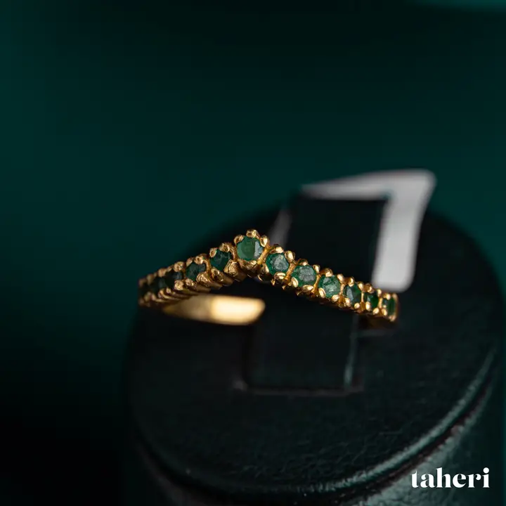 Yellow Gold Ring with Emerald design 157 by TAHERI