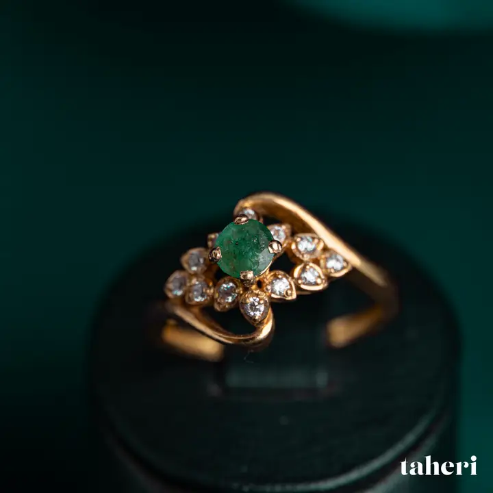 Yellow Gold Ring with Emerald design 162 by TAHERI