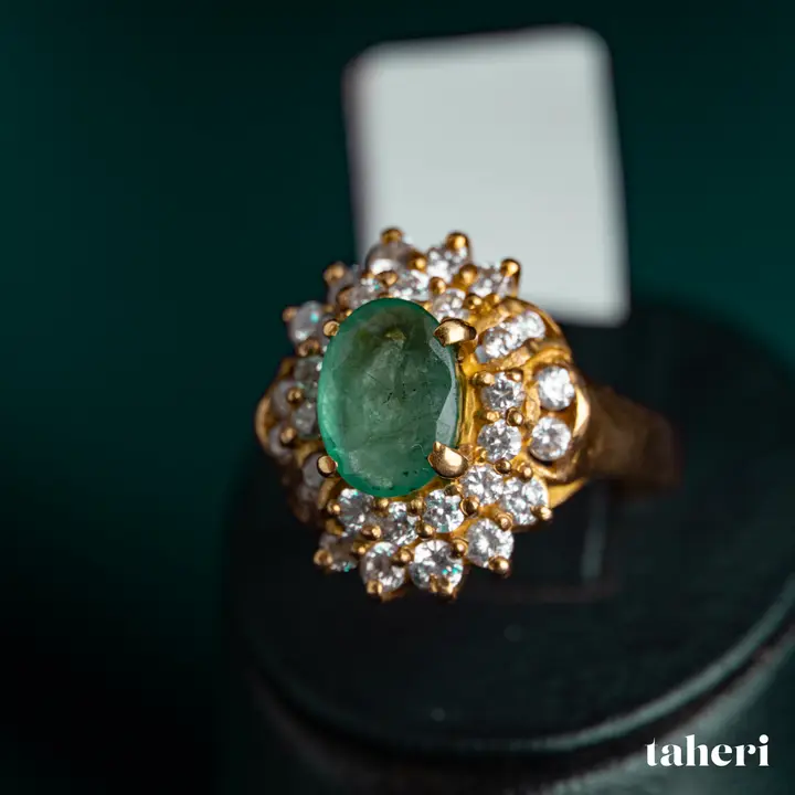 Yellow Gold Ring with Emerald design 164 by TAHERI