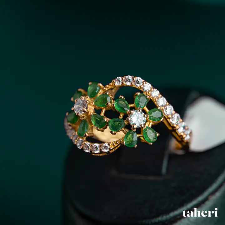 Yellow Gold Ring with Emerald design 171 by TAHERI