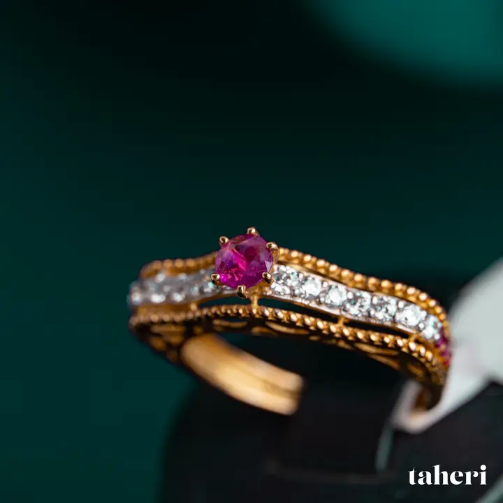 Two-Tone Ring with Ruby design 172 by TAHERI