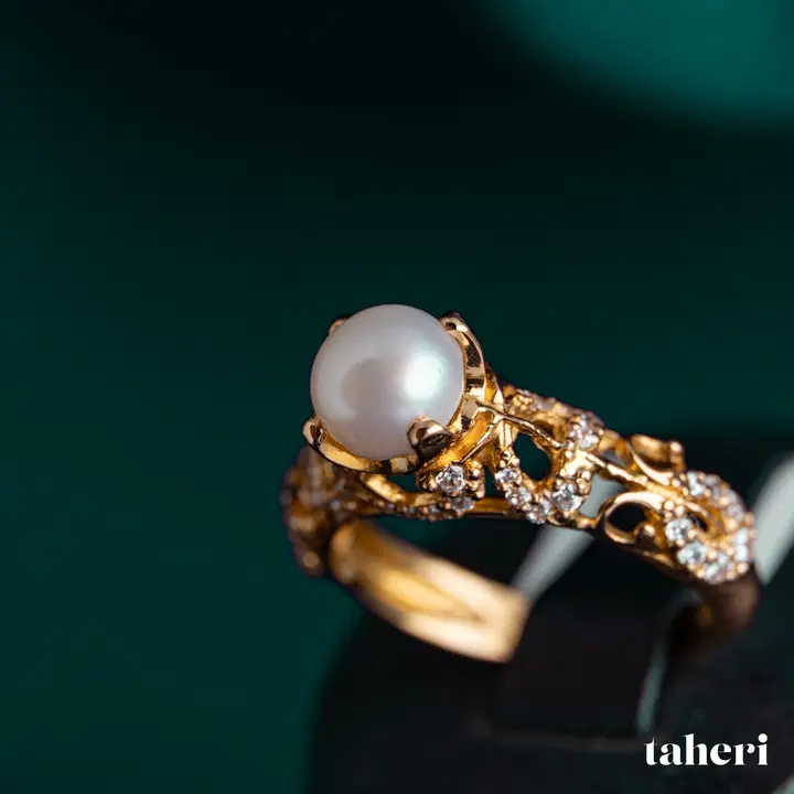 Yellow Gold Ring with Pearl design 173 by TAHERI