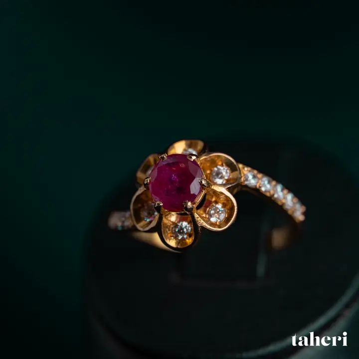 Yellow Gold Ring with Ruby design 184 by TAHERI