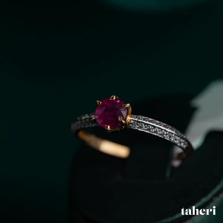 Two-Tone Ring with Ruby design 197 by TAHERI
