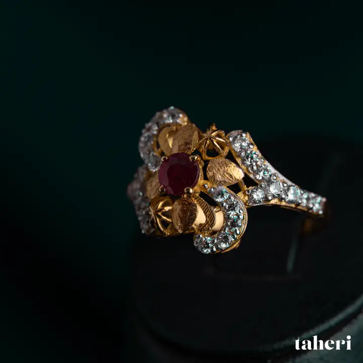 Yellow Gold Ring with Ruby design 208 by TAHERI