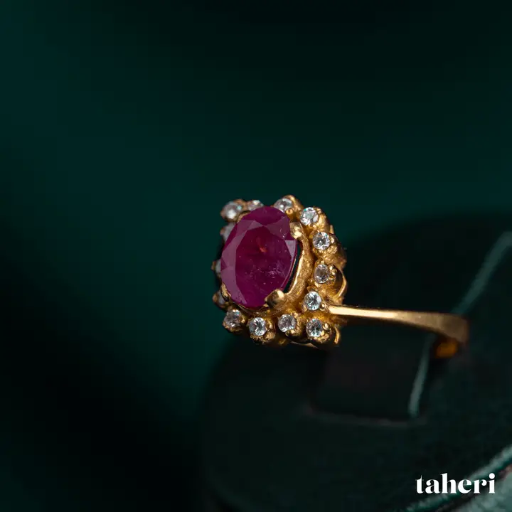 Yellow Gold Ring with Ruby design 210 by TAHERI