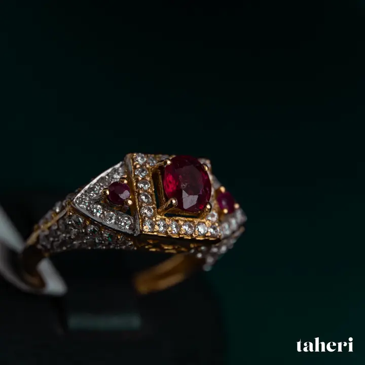 Two-Tone Ring with Ruby design 215 by TAHERI