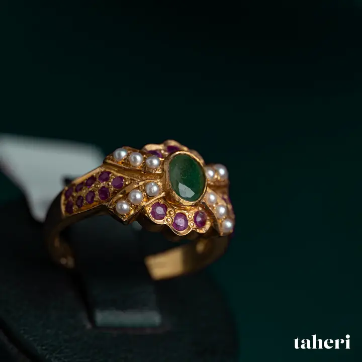 Yellow Gold Ring with Emerald design 231 by TAHERI
