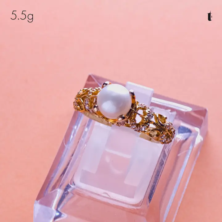 Yellow Gold Ring with Pearl design 235 by TAHERI