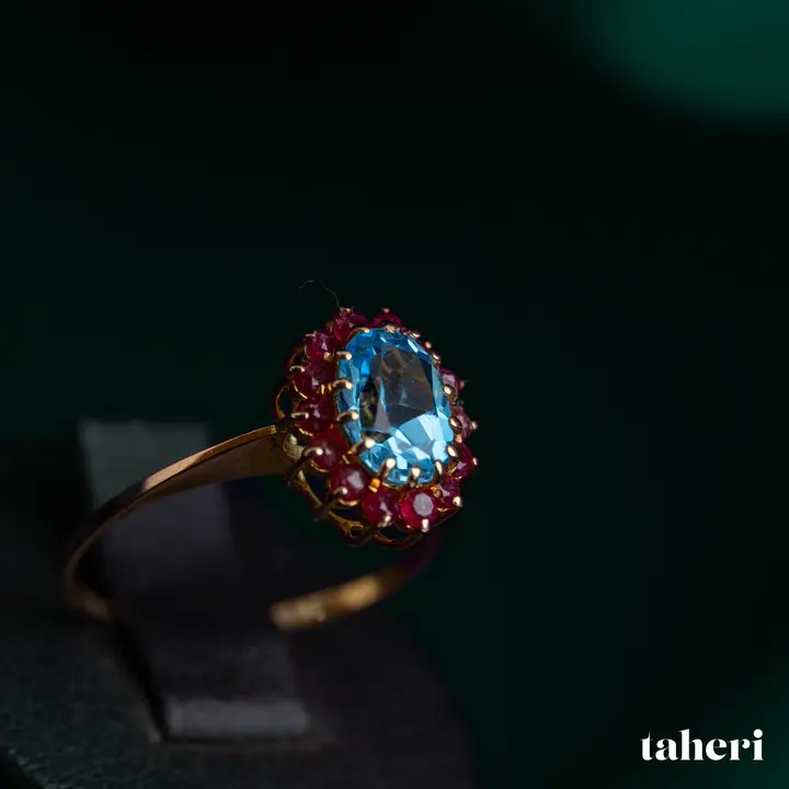 Yellow Gold Ring with Colored Stones design 238 by TAHERI