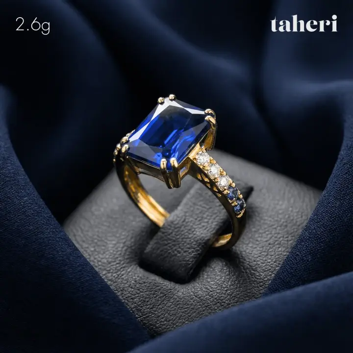 Yellow Gold Ring with Sapphire design 242 by TAHERI