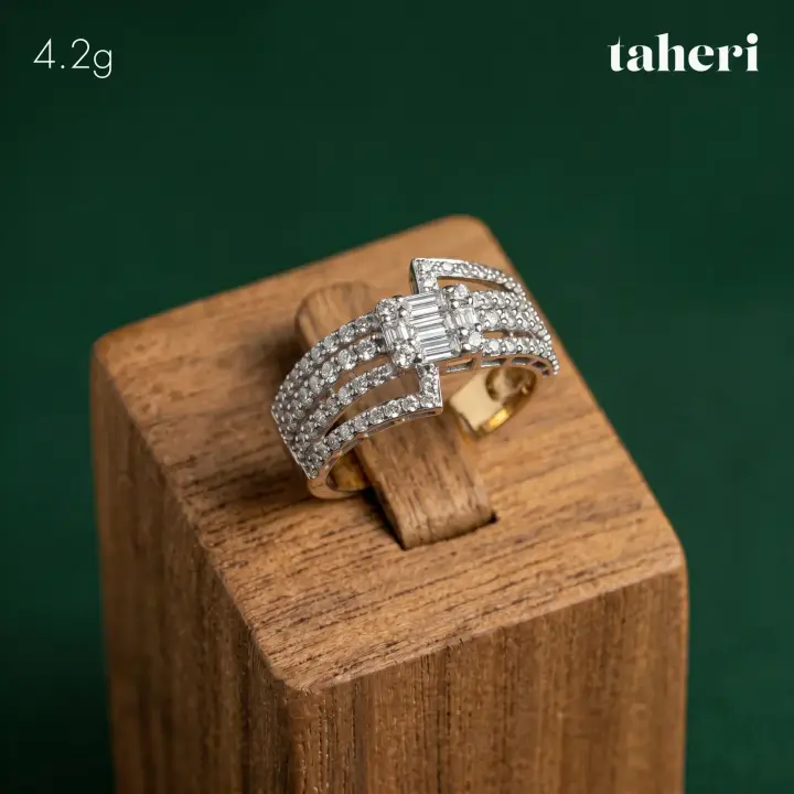 Two-Tone Ring with Cubic Zirconia design 262 by TAHERI