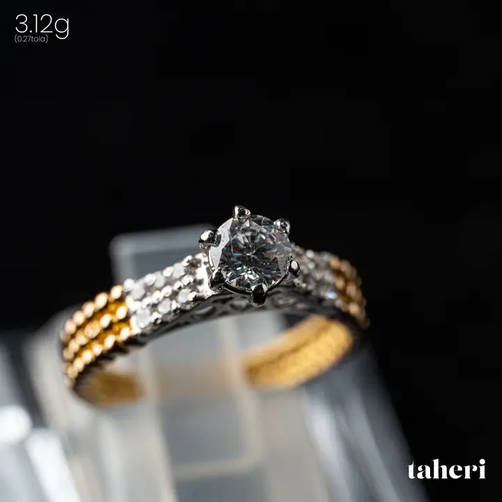 Two-Tone Ring with Cubic Zirconia design 265 by TAHERI