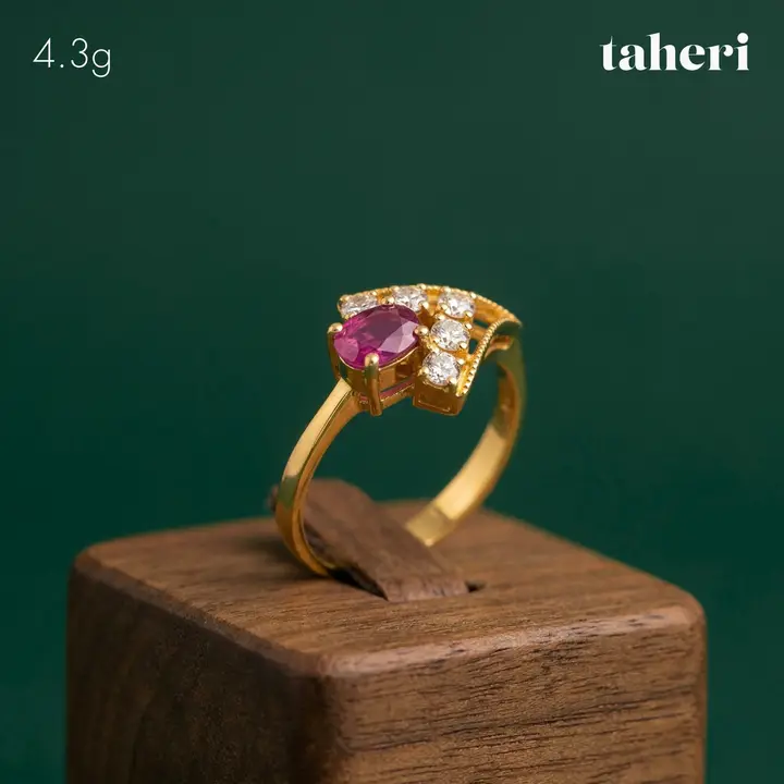 Yellow Gold Ring with Ruby design 278 by TAHERI