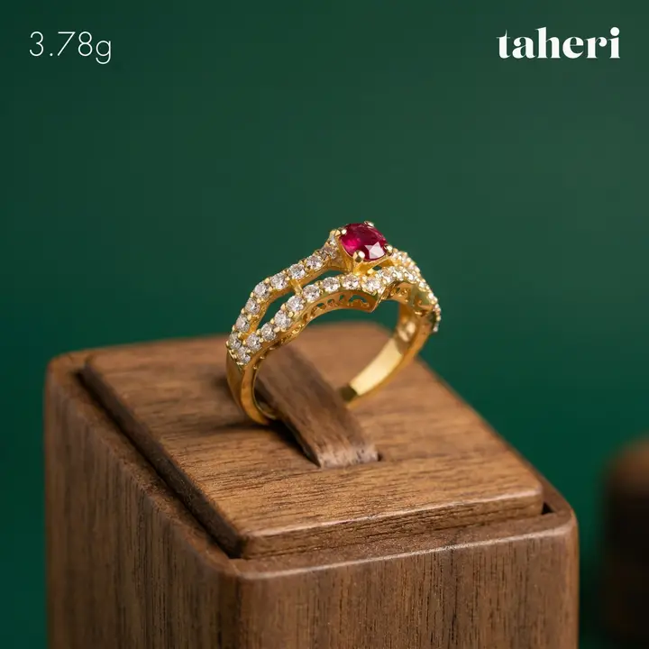 Yellow Gold Ring with Ruby design 282 by TAHERI