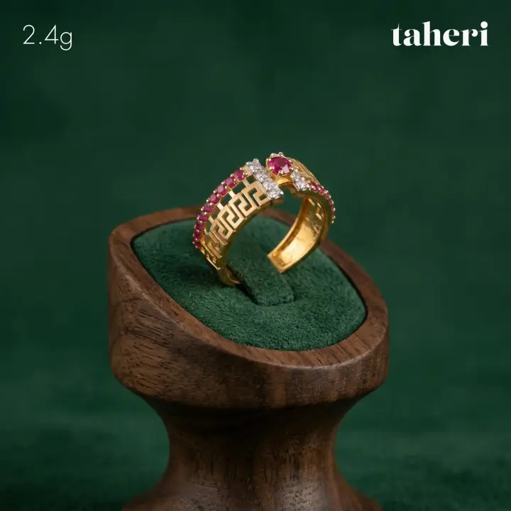 Yellow Gold Ring with Ruby design 286 by TAHERI