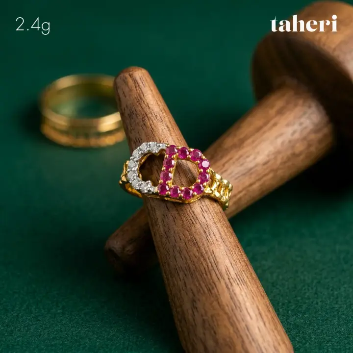 Two-Tone Ring with Ruby design 287 by TAHERI
